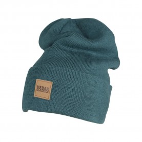 шапка,всички,шапки,urban,classics,bonnet,urban,classic,leatherpatch,long,beanie,bleu,canard,(blue)