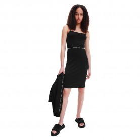 дънки,дамски,поли,и,рокли,calvin,klein,jeans,logo,tape,strappy,dress,black