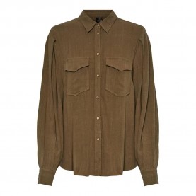 риза,с,дълъг,ръкав,дамски,блузи,дамски,ризи,yas,viggi,long,sleeve,shirt,stone,gray,detail,solid,(green)