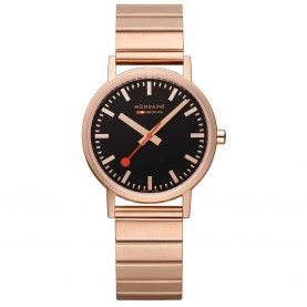часовник,часовници,mondaine,classic,36,mm,watch,black,st.,steel,brushed,ip,rose,gold,plated,(brown)
