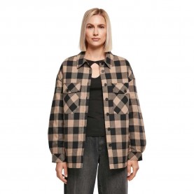 риза,с,дълъг,ръкав,дамски,блузи,дамски,ризи,urban,classics,flanell,over,long,sleeve,shirt,black,(black,soft,taupe)