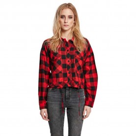 карирана,риза,дамски,блузи,дамски,ризи,urban,classics,oversized,check,long,sleeve,shirt,red
