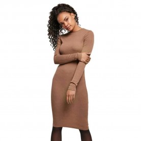 рокля,дамски,поли,и,рокли,urban,classics,long,sleeve,short,dress,brown,(dark,khaki)