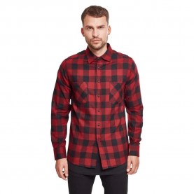 Карирана риза Urban classics Checked long sleeve shirt - Red (Black / Burgundy) карирана,риза,дамски,ризи,мъжки,ризи,urban,classics,checked,long,sleeve,shirt,red,(black,burgundy)