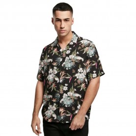 риза,с,къс,ръкав,мъжки,ризи,urban,classics,viscose,aop,resort,short,sleeve,shirt,black,tropical,(black)