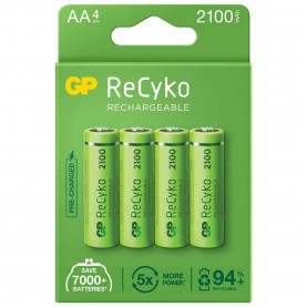 батерии,gp,batteries,recyko,lr06,2100mah,aaa,rechargeable,battery,4,units,green,(green)
