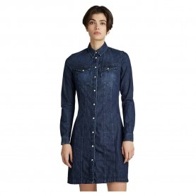 рокля,дамски,поли,и,рокли,g,star,tacoma,slim,flare,long,sleeve,dress,blue