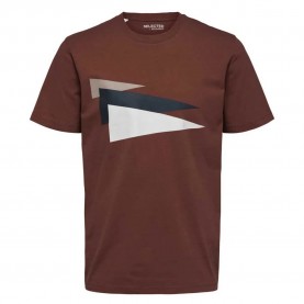 тениска,мъжки,тениски,selected,walker,short,sleeve,t,shirt,brown,(marsala)
