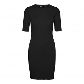 рокля,дамски,поли,и,рокли,vero,moda,gold,2,4,o,neck,vip,short,sleeve,short,dress,black