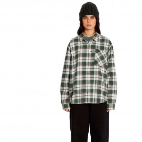 риза,с,дълъг,ръкав,дамски,блузи,дамски,ризи,volcom,plaid,to,meet,u,long,sleeve,shirt,green