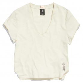 тениска,дамски,тениски,g,star,slim,short,sleeve,v,neck,t,shirt,white,(ivory)