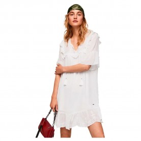 рокля,дамски,поли,и,рокли,pepe,jeans,flora,short,sleeve,dress,white