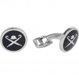 бижутерия,hackett,brolly,bowler,logo,cufflinks,navy,(silver)
