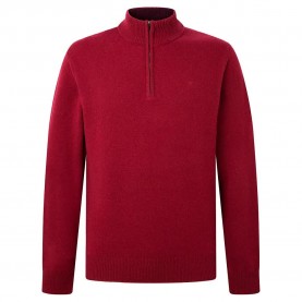 блуза,мъжки,пуловери,hackett,lambswool,half,zip,sweater,red,(syrah)