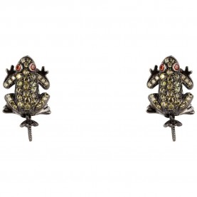 бижутерия,lancaster,jla,ear,frog3,earrings,golden,(green,ip,black)