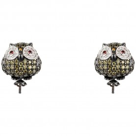 бижутерия,lancaster,jla,ear,owl,3,earrings,golden,(green,ip,black)