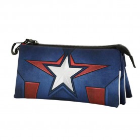 канцеларски,принадлежности,karactermania,captain,america,triple,pocket,marvel,pencil,case,multicolour,(blue)