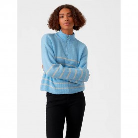 блуза,дамски,пуловери,дамски,плетени,дрехи,vero,moda,olina,half,zip,sweater,blue,(blue,bell,stripes,in,birch)