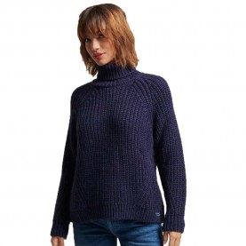 блуза,дамски,пуловери,дамски,плетени,дрехи,superdry,slouchy,stitch,roll,neck,sweater,navy,marl,(blue)