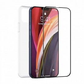 други,аксесоари,muvit,for,change,iphone,14,screen,protector+,silicone,phone,case,clear,(black)