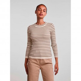 блуза,дамски,пуловери,дамски,плетени,дрехи,pieces,crista,sweater,fossil,stripes,with,birch,stripes,m,(brown)