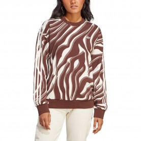 блуза,дамски,блузи,adidas,originals,abstract,allover,animal,print,sweatshirt,brown