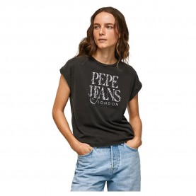 Тениска Pepe jeans Linda short sleeve T-shirt - Black (Washed Black) тениска,дамски,тениски,pepe,jeans,linda,short,sleeve,t,shirt,black,(washed,black)