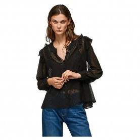 риза,с,дълъг,ръкав,дамски,блузи,дамски,ризи,pepe,jeans,polina,long,sleeve,shirt,black