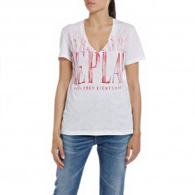 тениска,дамски,тениски,replay,w3783,.000.23494p,short,sleeve,v,neck,t,shirt,white