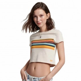 къса,блуза,дамски,топове,superdry,vintage,stripe,crop,short,sleeve,top,oatmeal,orange,stripe,(beige)