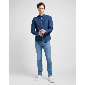 риза,с,дълъг,ръкав,мъжки,ризи,lee,button,down,long,sleeve,shirt,mid,stone,(blue)