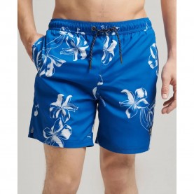 бански,гащета,мъжки,бански,костюми,superdry,vintage,hawaiian,swimming,shorts,mono,hibiscus,cobalt,(blue)