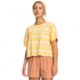 тениска,дамски,тениски,roxy,stripy,sand,short,sleeve,t,shirt,yellow,(flax,seaview,stripe,horizontal)