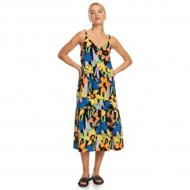 Рокля Roxy Waiting Line Printed dress - Multicolor (Anthracite Flower Jammin) рокля,дамски,поли,и,рокли,roxy,waiting,line,printed,dress,multicolor,(anthracite,flower,jammin)