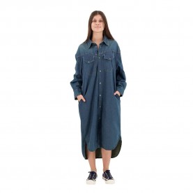 Рокля G-Star Long Western long sleeve dress - Blue (Antique Faded Scuba Blue) рокля,дамски,поли,и,рокли,g,star,long,western,long,sleeve,dress,blue,(antique,faded,scuba,blue)