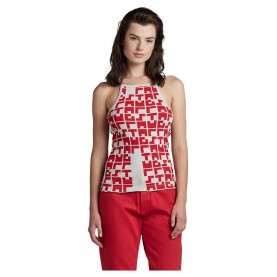 Тениска G-Star Printed sleeveless T-shirt - Red (Oyster Mushroom / Acid Red Tetris) тениска,дамски,тениски,g,star,printed,sleeveless,t,shirt,red,(oyster,mushroom,acid,red,tetris)