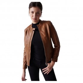 яке,дамски,якета,и,палта,salsa,jeans,basic,leather,jacket,brown,(dark,blue)