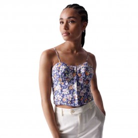 спортни,сутиени,salsa,jeans,floral,print,bustier,top,blue