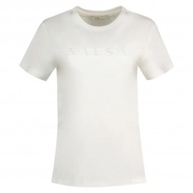 тениска,дамски,тениски,salsa,jeans,lace,panel,logo,short,sleeve,t,shirt,white,(white)