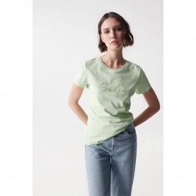 тениска,дамски,тениски,salsa,jeans,logo,embroidery,short,sleeve,t,shirt,green,(light,green)