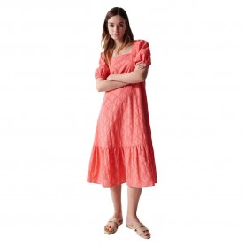 дънки,дамски,поли,и,рокли,salsa,jeans,puff,short,sleeve,midi,dress,pink