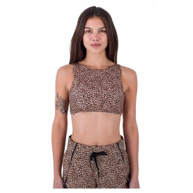 дамски,бански,костюми,hurley,max,leopard,high,neck,2,way,bikini,top,brown