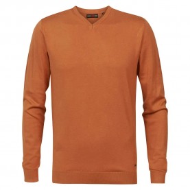 блуза,мъжки,пуловери,petrol,industries,002,basic,v,neck,sweater,orange