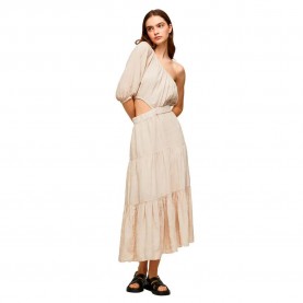 Рокля Pepe jeans Pua short sleeve dress - Beige (Stone) рокля,дамски,поли,и,рокли,pepe,jeans,pua,short,sleeve,dress,beige,(stone)