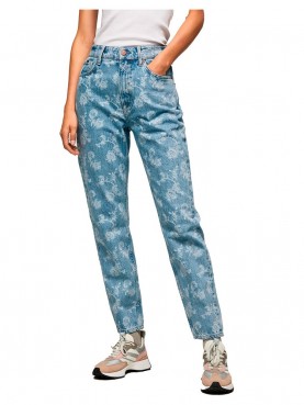дамски,панталони,pepe,jeans,violet,floral,high,waist,jeans,blue