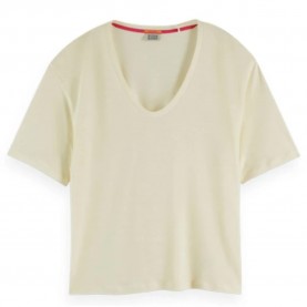 тениска,дамски,тениски,scotch,&,soda,soft,short,sleeve,v,neck,t,shirt,arctic,white,(beige)