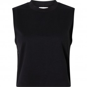 Тениска Calvin klein jeans Logo Tape Milano Loose sleeveless T-shirt - Black (Ck Black) тениска,дамски,тениски,calvin,klein,jeans,logo,tape,milano,loose,sleeveless,t,shirt,black,(ck,black)