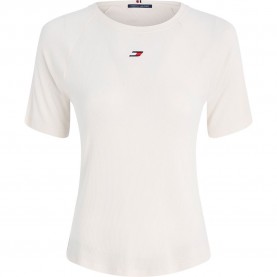 тениска,дамски,тениски,tommy,hilfiger,regular,modal,rib,short,sleeve,crew,neck,t,shirt,white