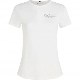 тениска,дамски,тениски,tommy,hilfiger,slim,gold,short,sleeve,t,shirt,ecru,(white)