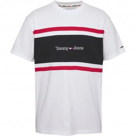 Тениска Tommy jeans Classic Linear Cut & Sew short sleeve T-shirt - White (White) тениска,мъжки,тениски,tommy,jeans,classic,linear,cut,&,sew,short,sleeve,t,shirt,white,(white)